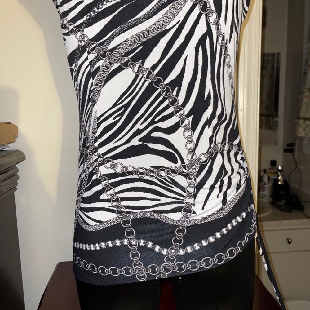 Cache M Zebra Chain Print Black White Gray Stretc… - image 8